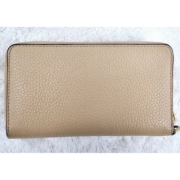 MICHAEL KORS Taupe Pebble Leather Jet Set Travel Zip Around Wallet Wristlet - Picture 15 of 16